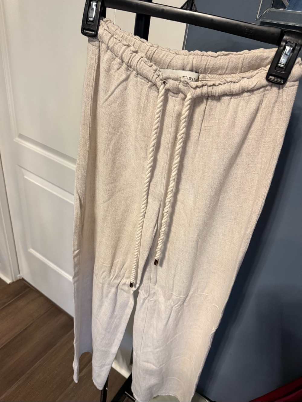 Woman’s Casual Drawstring Linen-Blend Pants — Cream